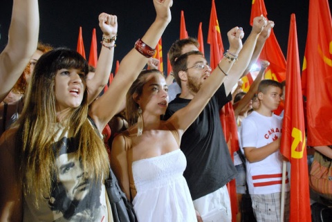 A 2011 demonstration of pro-communist Greek students. 